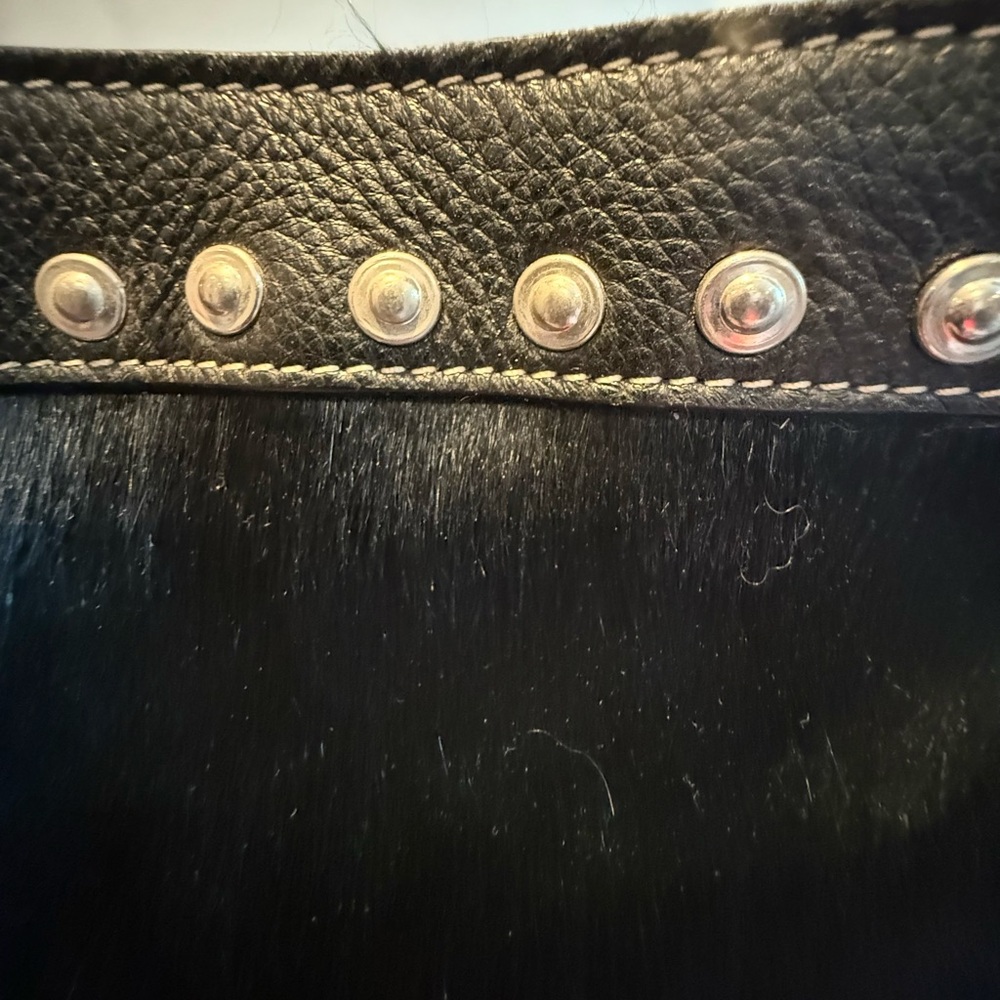 Aqua Madonna Black Hair Calf/Leather Silver Shoulder Bag - Picture 4 of 7